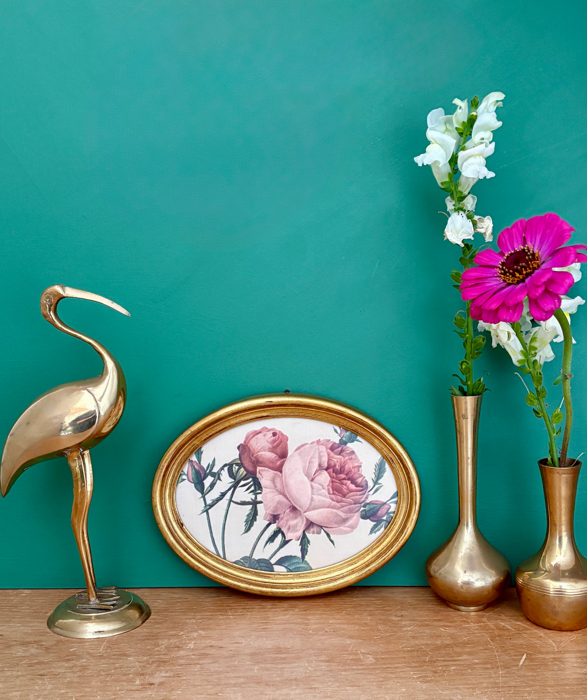 Cadre vintage et rose de Redouté