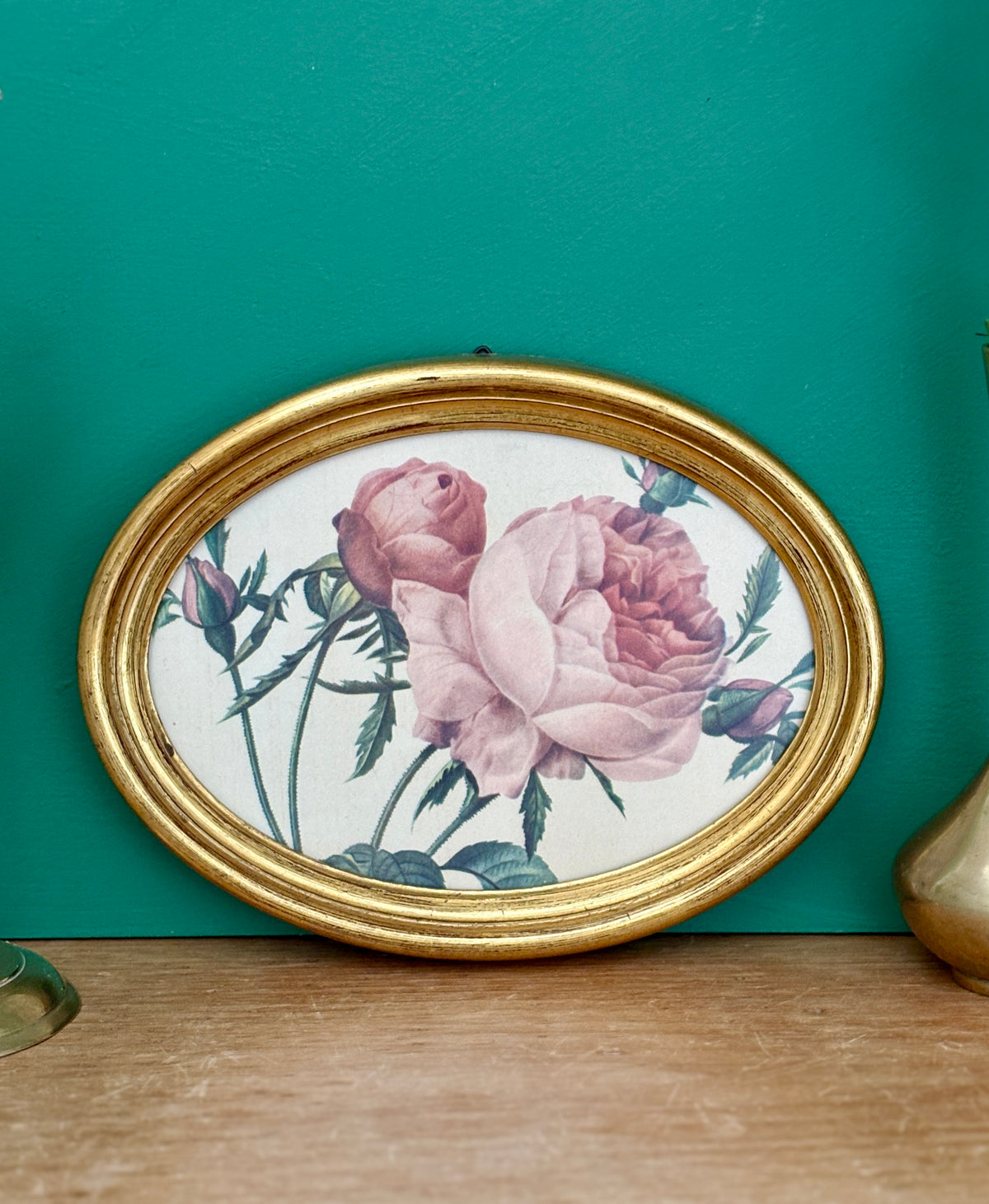 Cadre vintage et rose de Redouté