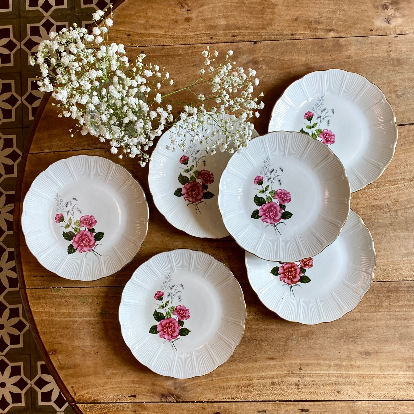 Lot de 6 assiettes plates vintage L'Amandinoise