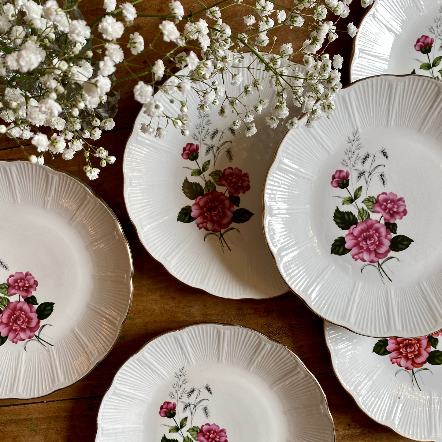 Lot de 6 assiettes plates vintage L'Amandinoise