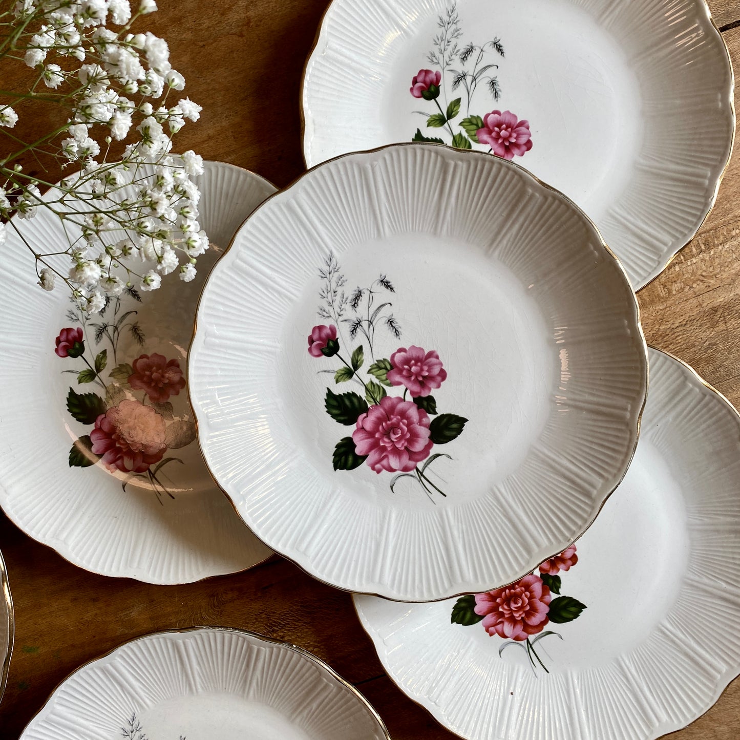 Lot de 6 assiettes plates vintage L'Amandinoise