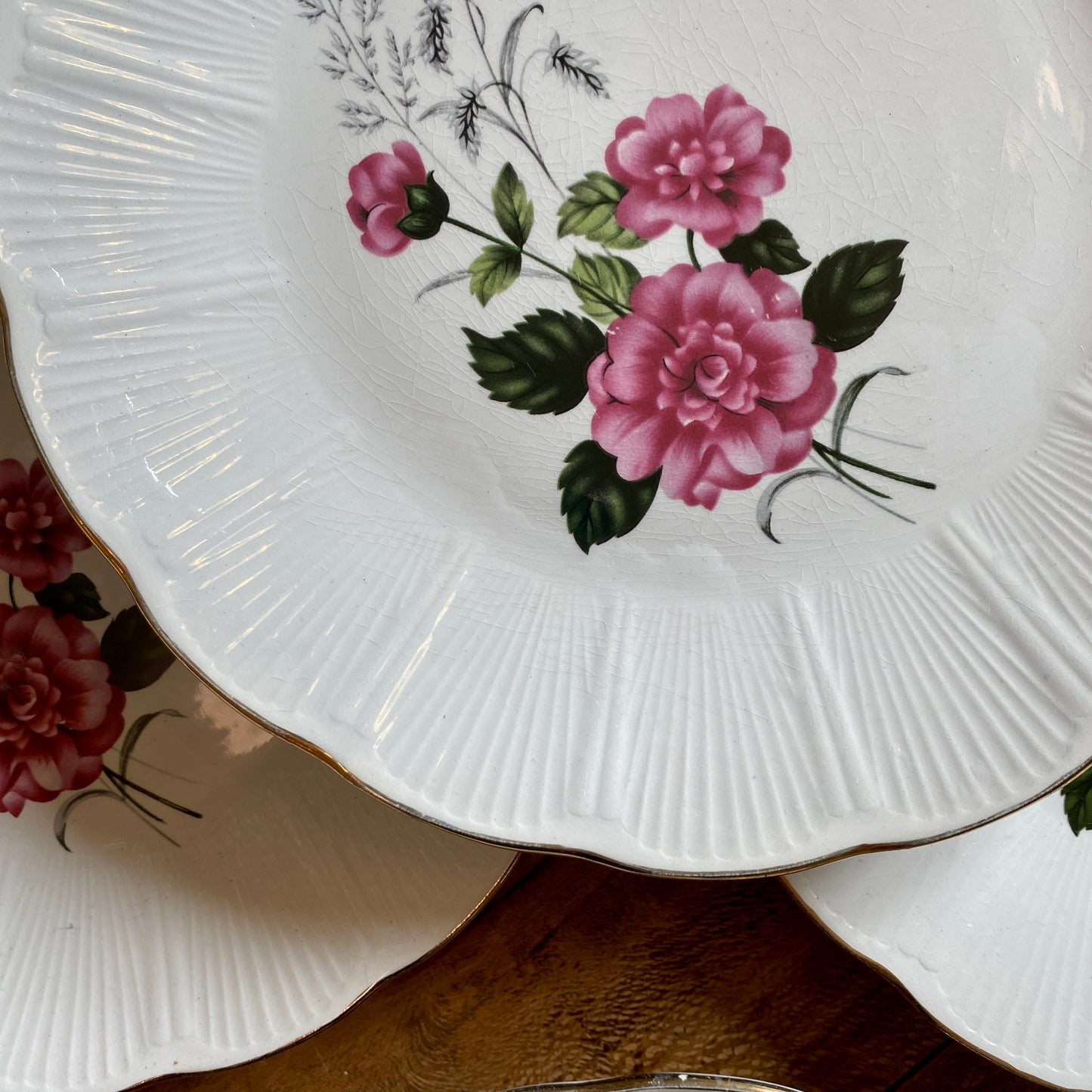 Lot de 6 assiettes plates vintage L'Amandinoise