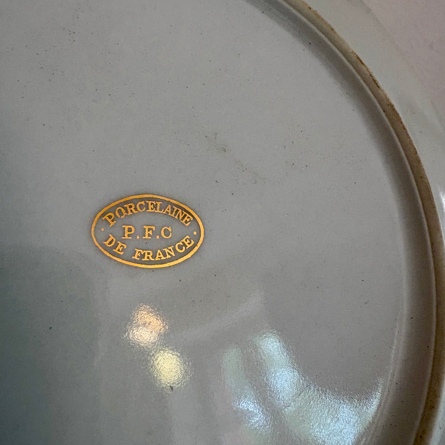 Lot de 12 assiettes à dessert vintage en porcelaine avec détails dorés