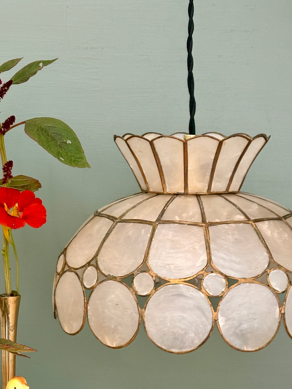 Suspension abat-jour vintage en nacre