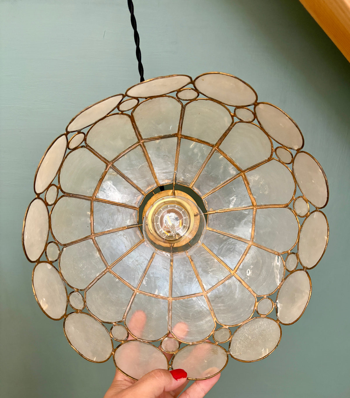 Suspension abat-jour vintage en nacre
