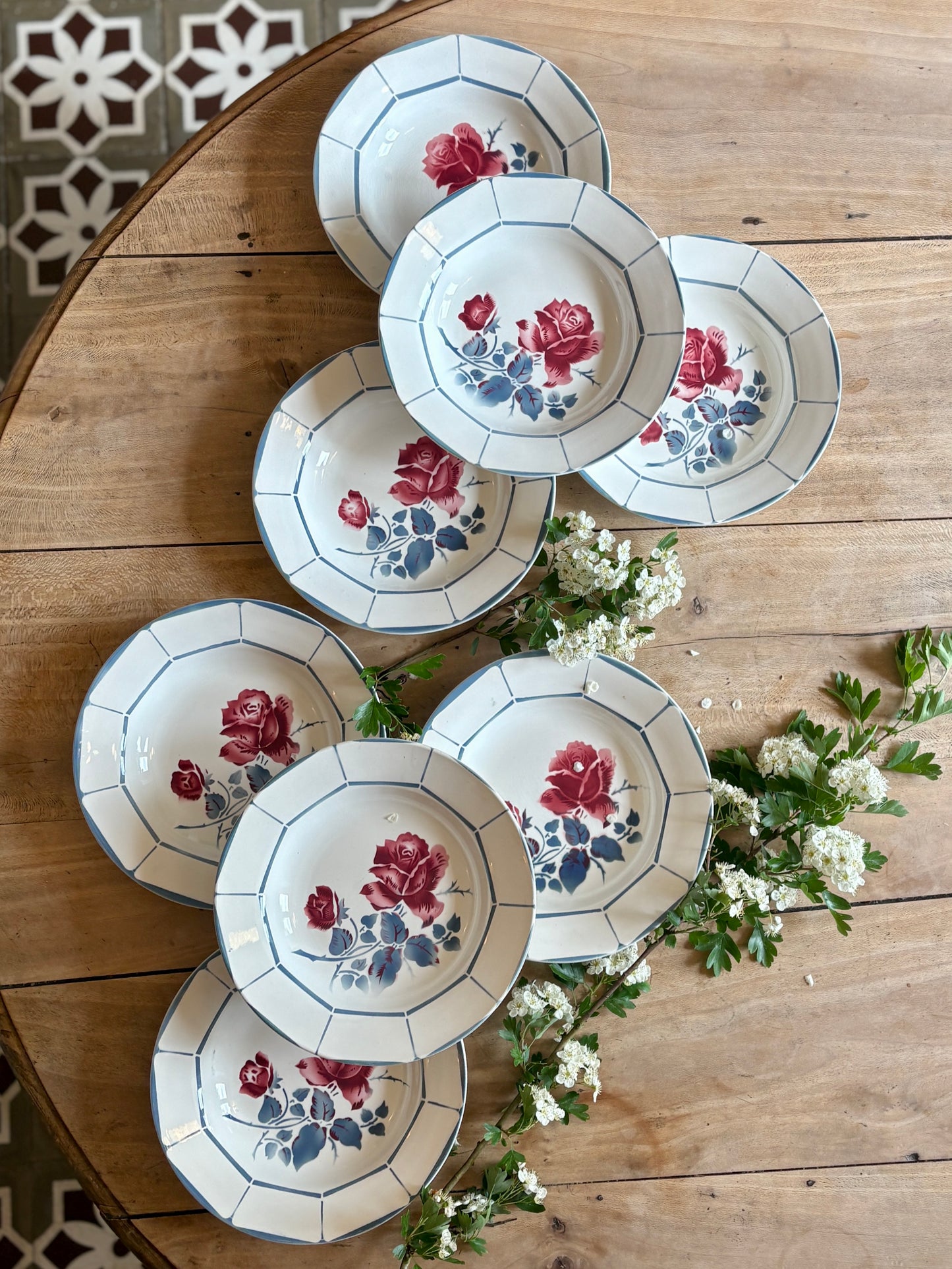 Lot de 8 assiettes creuse vintage - modèle Malmaison de Digoin Sarrreguemines