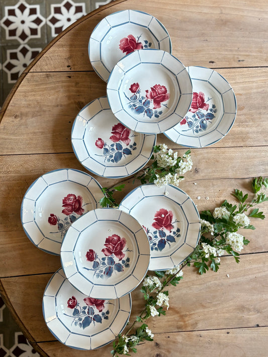 Lot de 8 assiettes creuse vintage - modèle Malmaison de Digoin Sarrreguemines