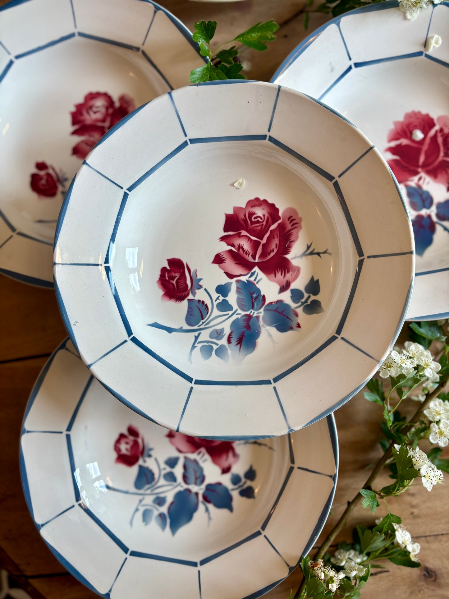 Lot de 8 assiettes creuse vintage - modèle Malmaison de Digoin Sarrreguemines