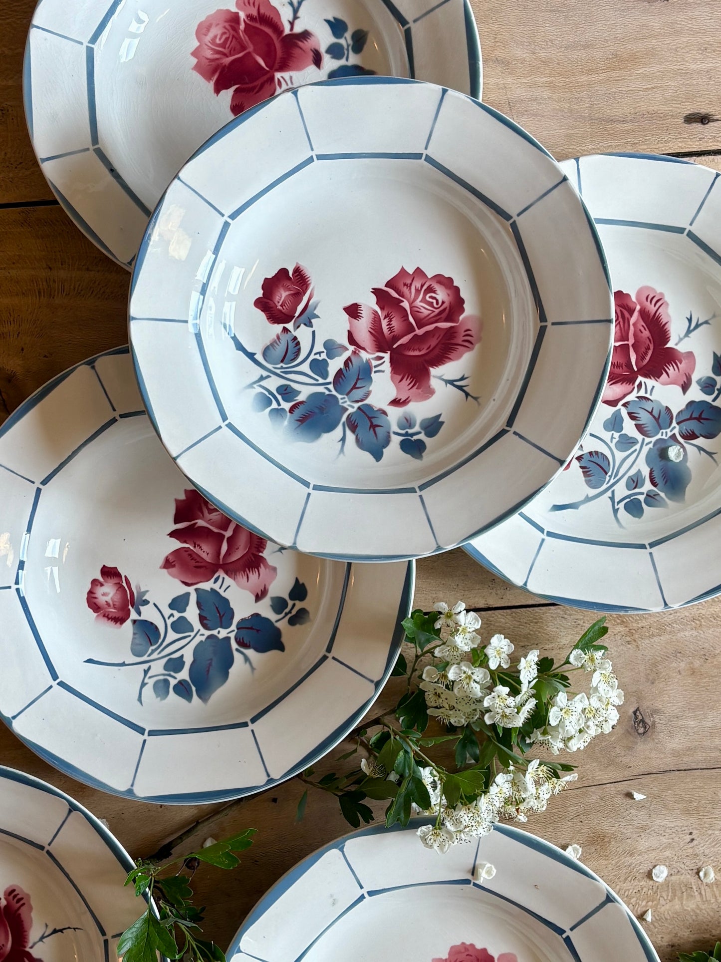 Lot de 8 assiettes creuse vintage - modèle Malmaison de Digoin Sarrreguemines