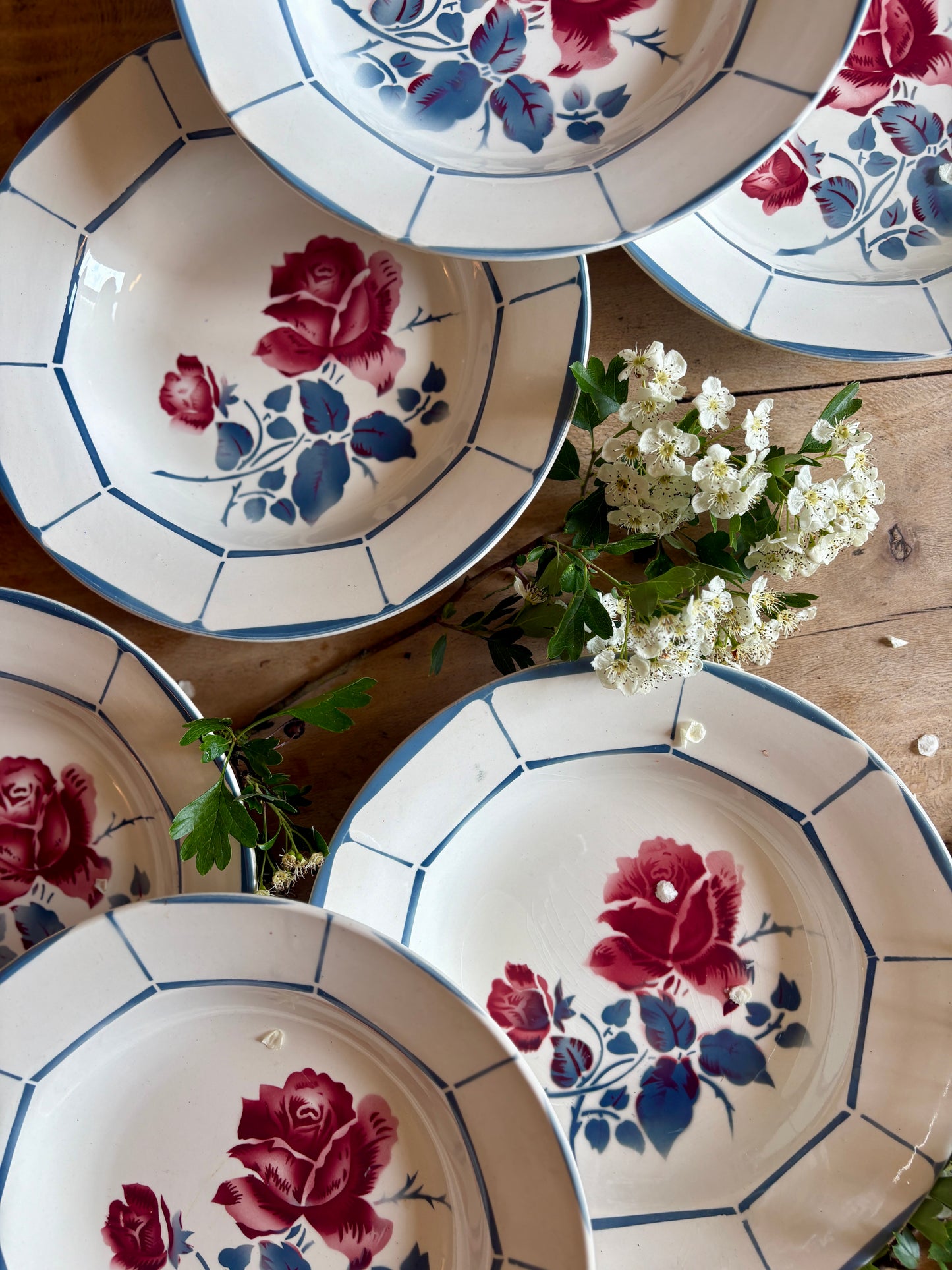 Lot de 8 assiettes creuse vintage - modèle Malmaison de Digoin Sarrreguemines