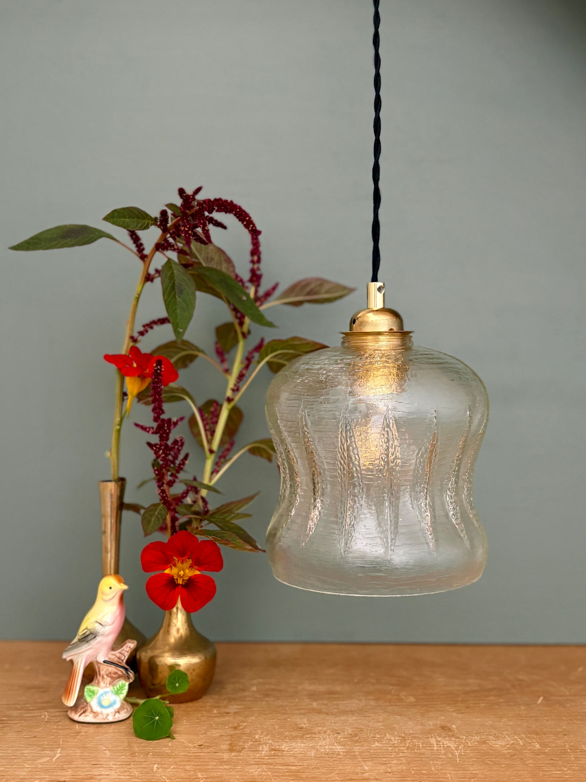 Suspension globe vintage en verre (GT10)