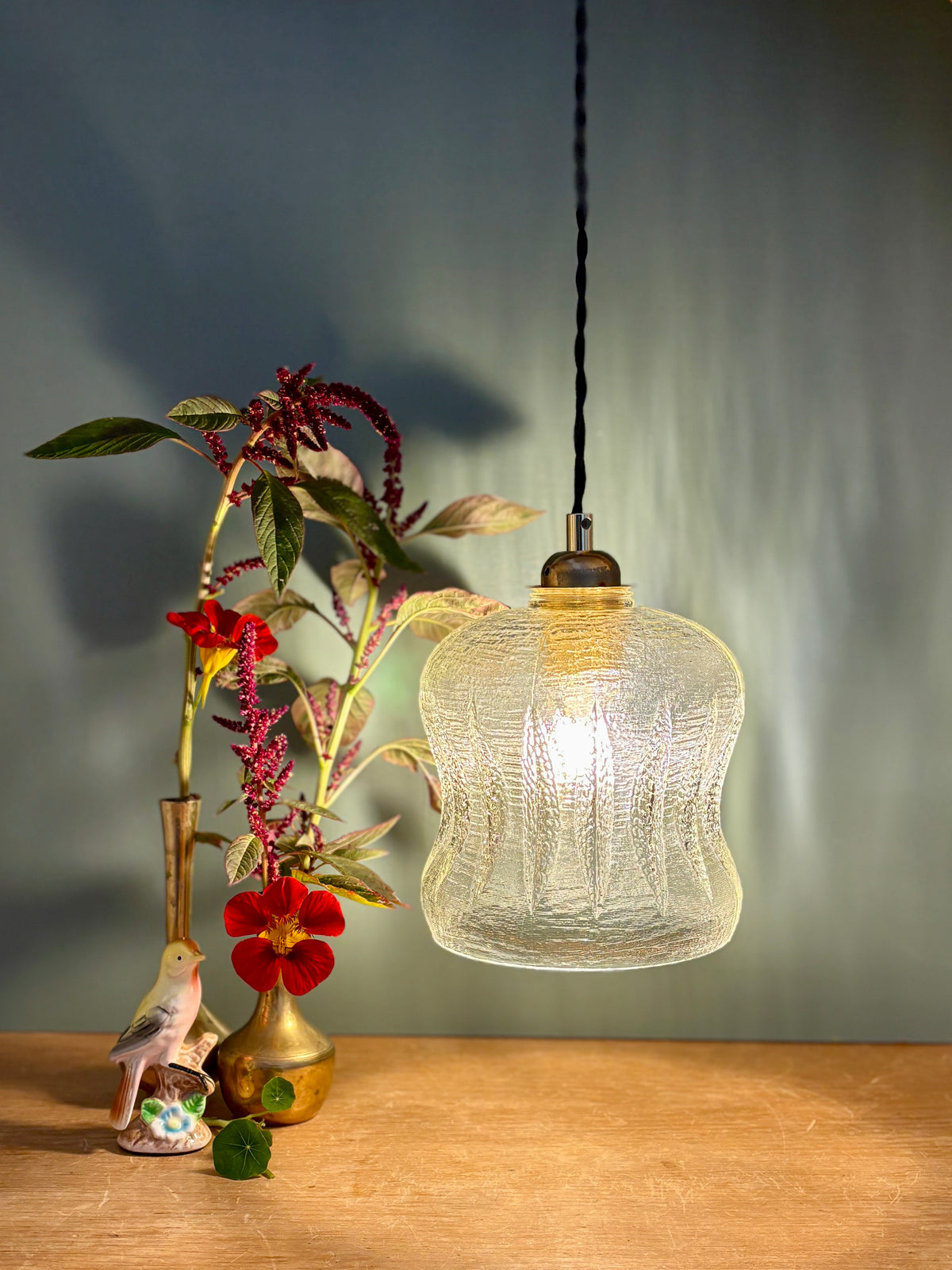 Suspension globe vintage en verre (GT10)