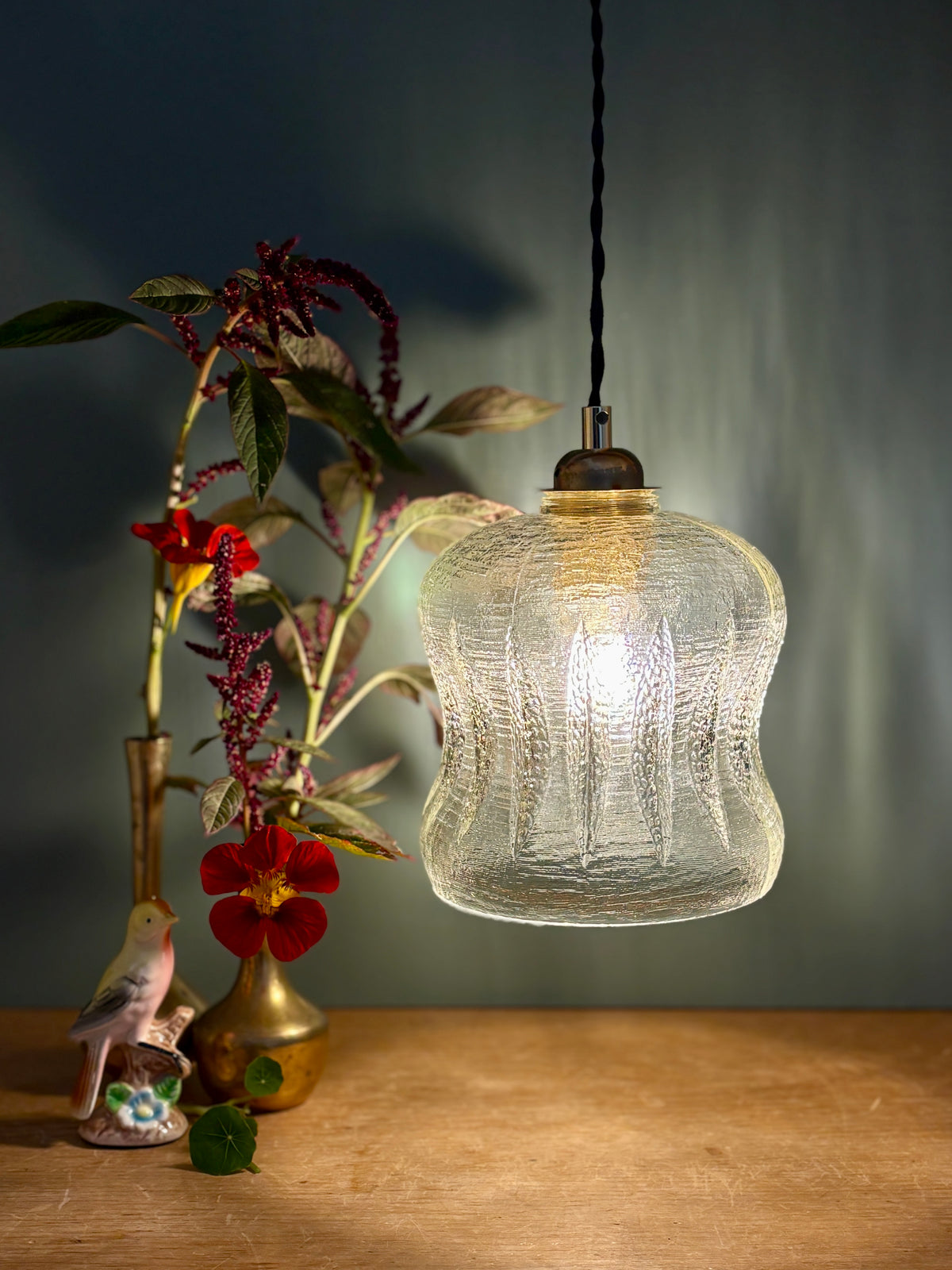 Suspension globe vintage en verre (GT10)