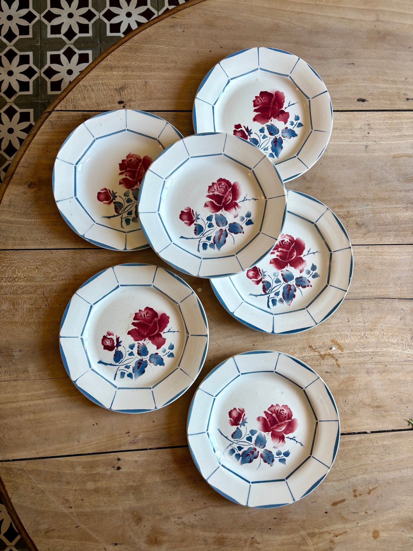 Lot de 6 assiettes plates vintage - Modèle Malmaison de Digoin Sarreguemines