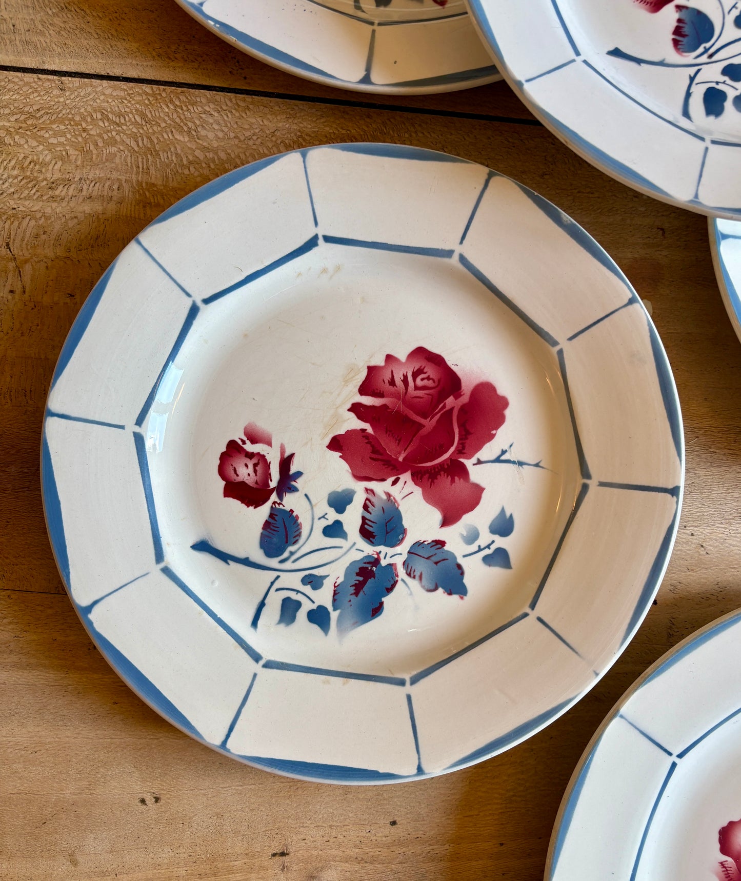 Lot de 6 assiettes plates vintage - Modèle Malmaison de Digoin Sarreguemines