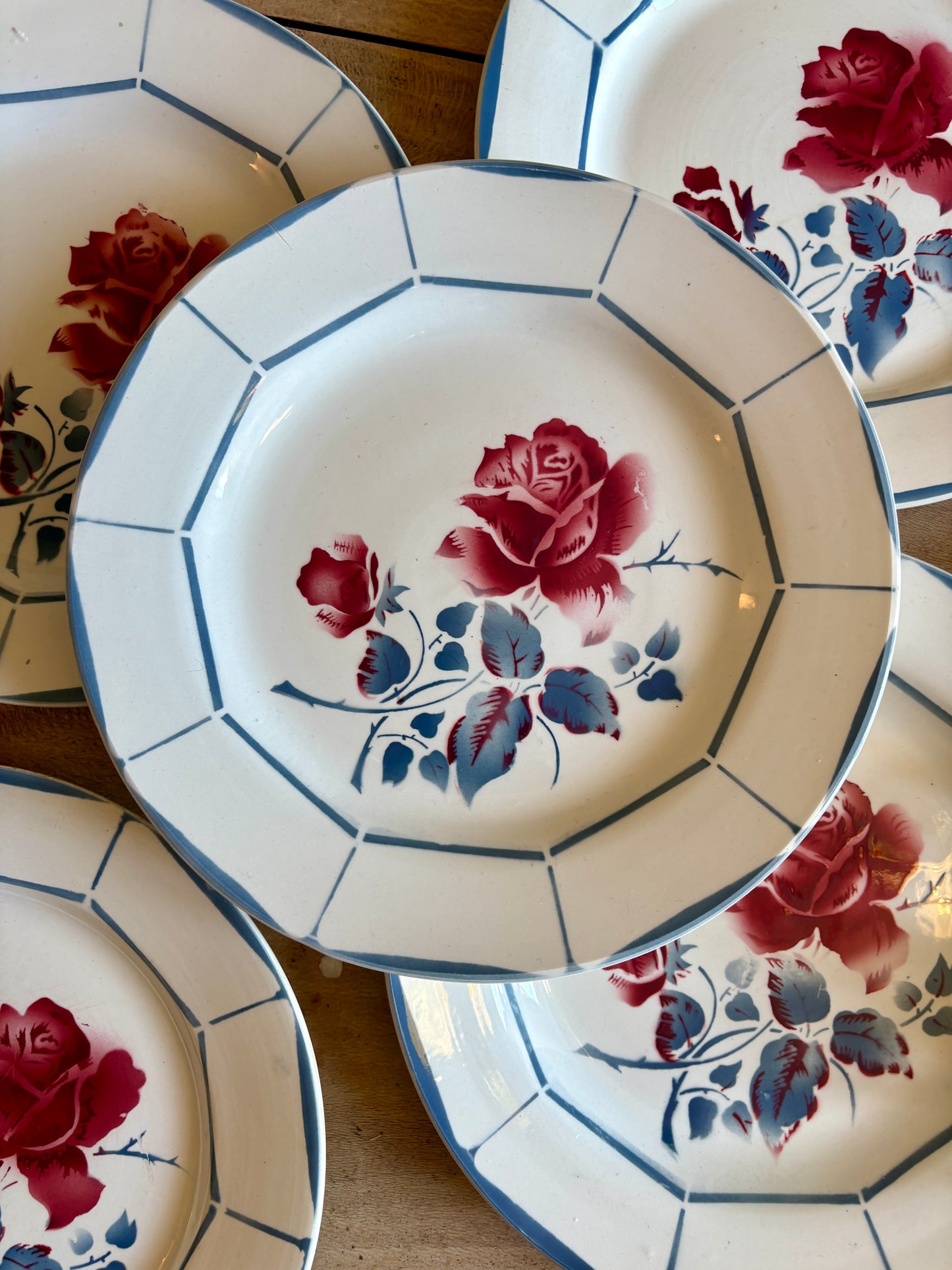 Lot de 6 assiettes plates vintage - Modèle Malmaison de Digoin Sarreguemines