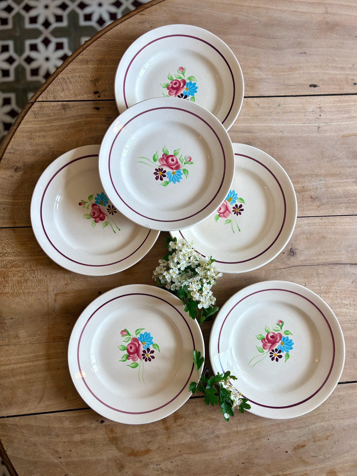 Lot de 6 assiettes plates vintage, Modèle Macon de Nidervillier