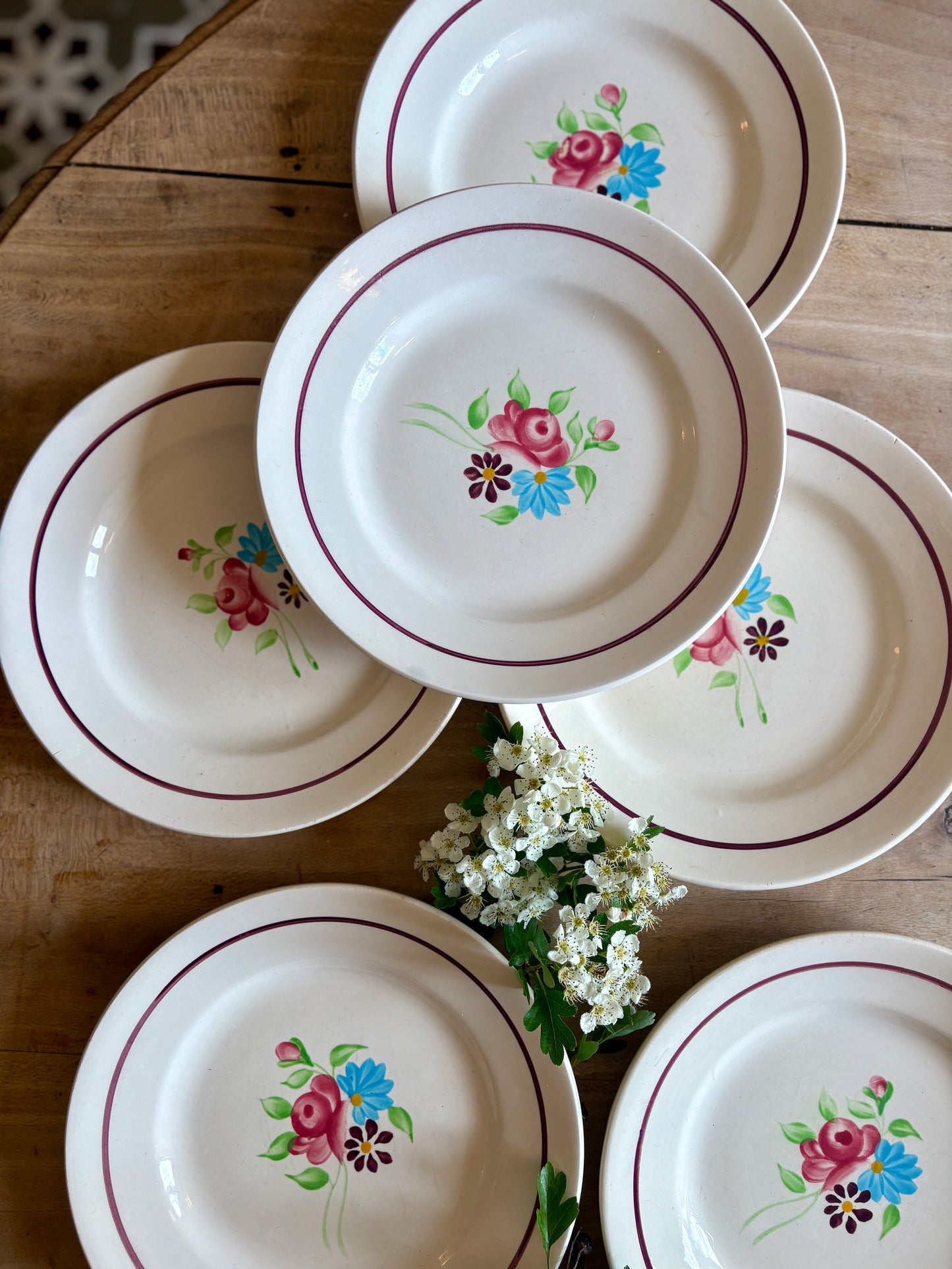 Lot de 6 assiettes plates vintage, Modèle Macon de Nidervillier