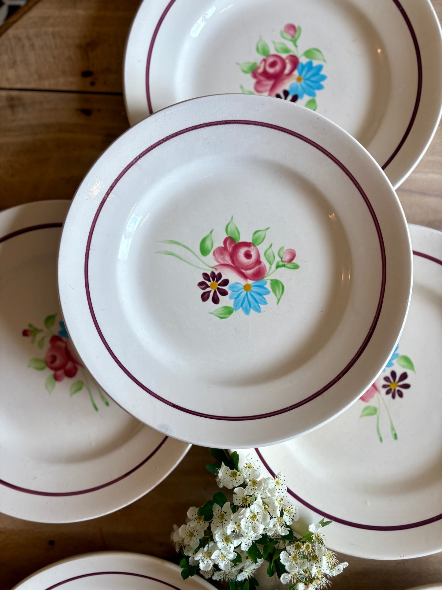 Lot de 6 assiettes plates vintage, Modèle Macon de Nidervillier