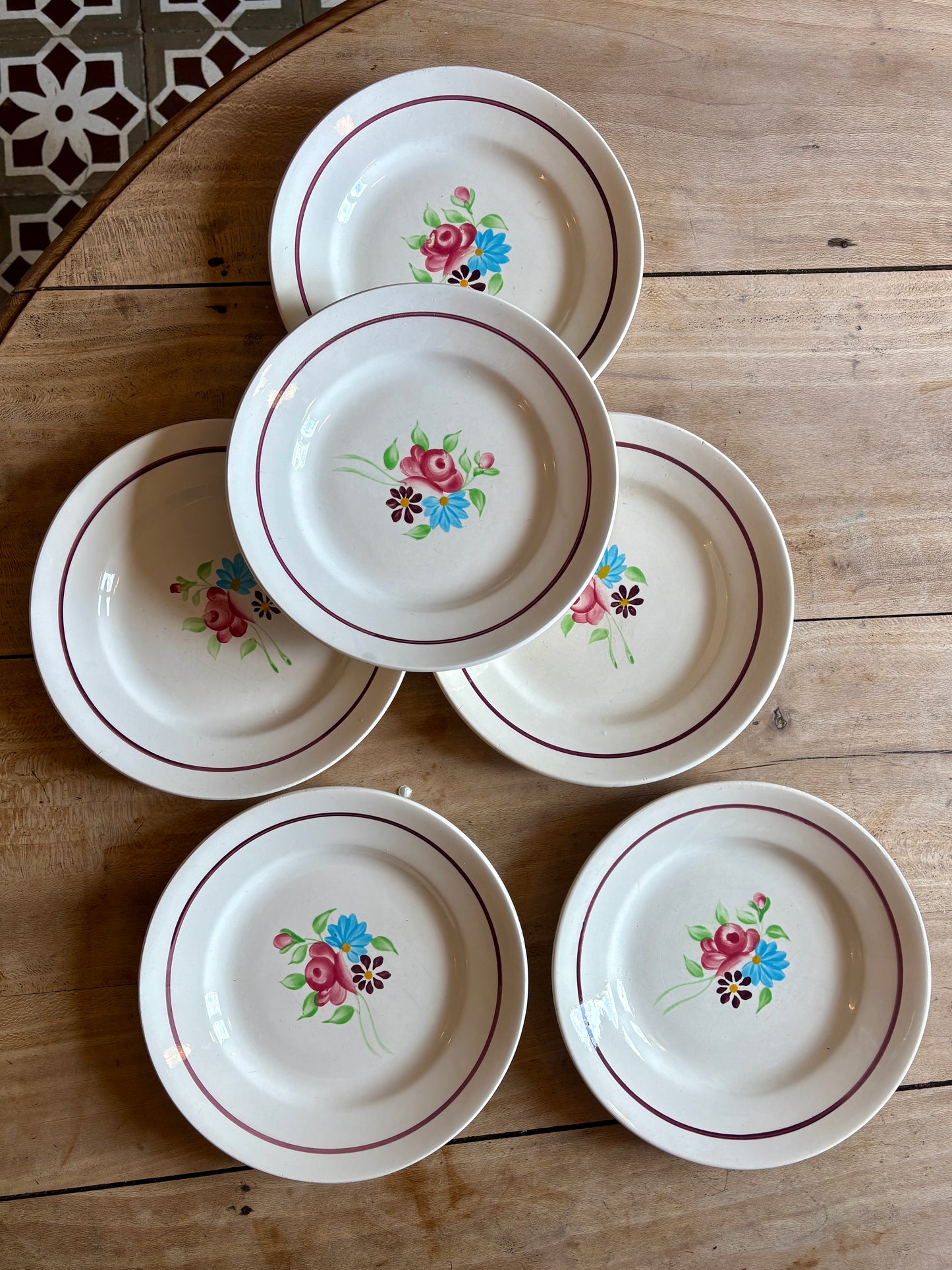 Lot de 6 assiettes plates vintage, Modèle Macon de Nidervillier