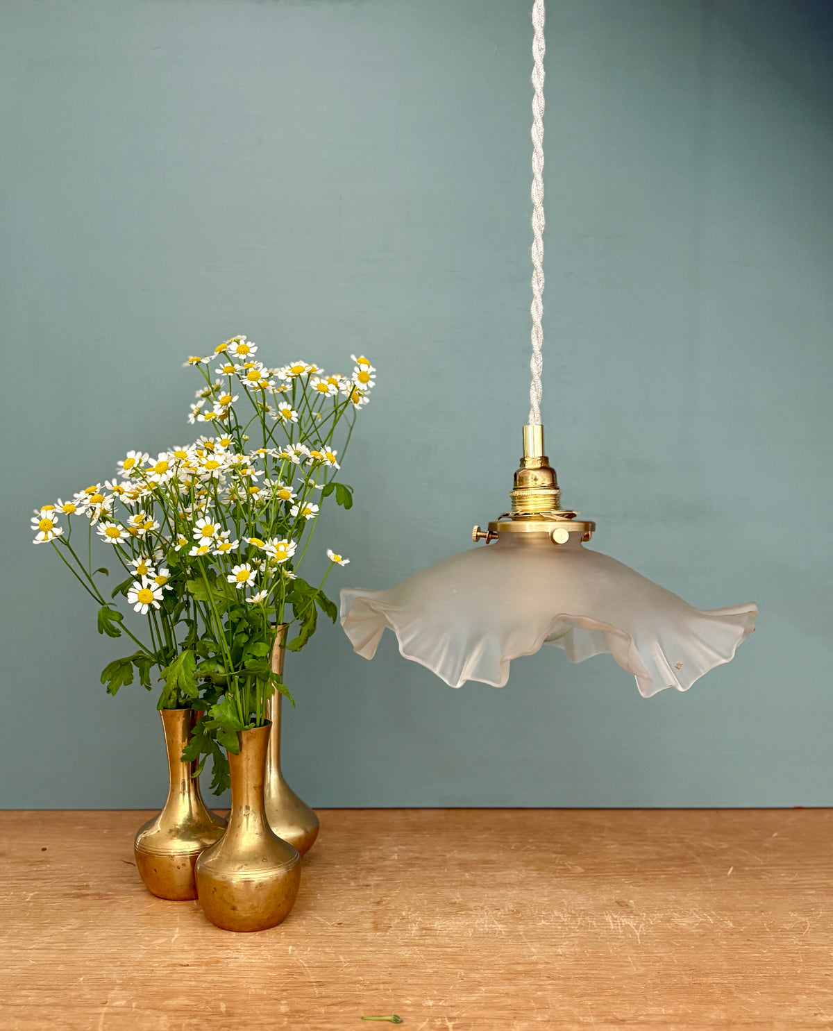 Suspension abat-jour vintage en verre dépoli (DEP01)