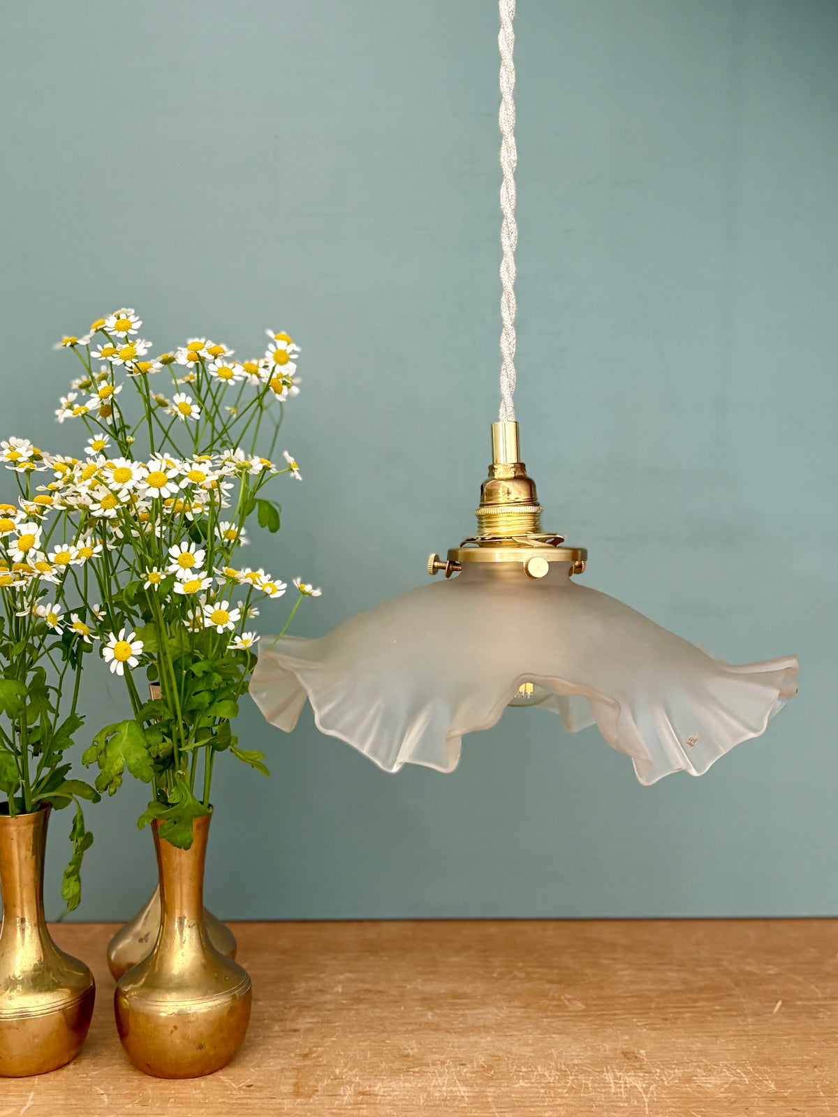 Suspension abat-jour vintage en verre dépoli (DEP01)