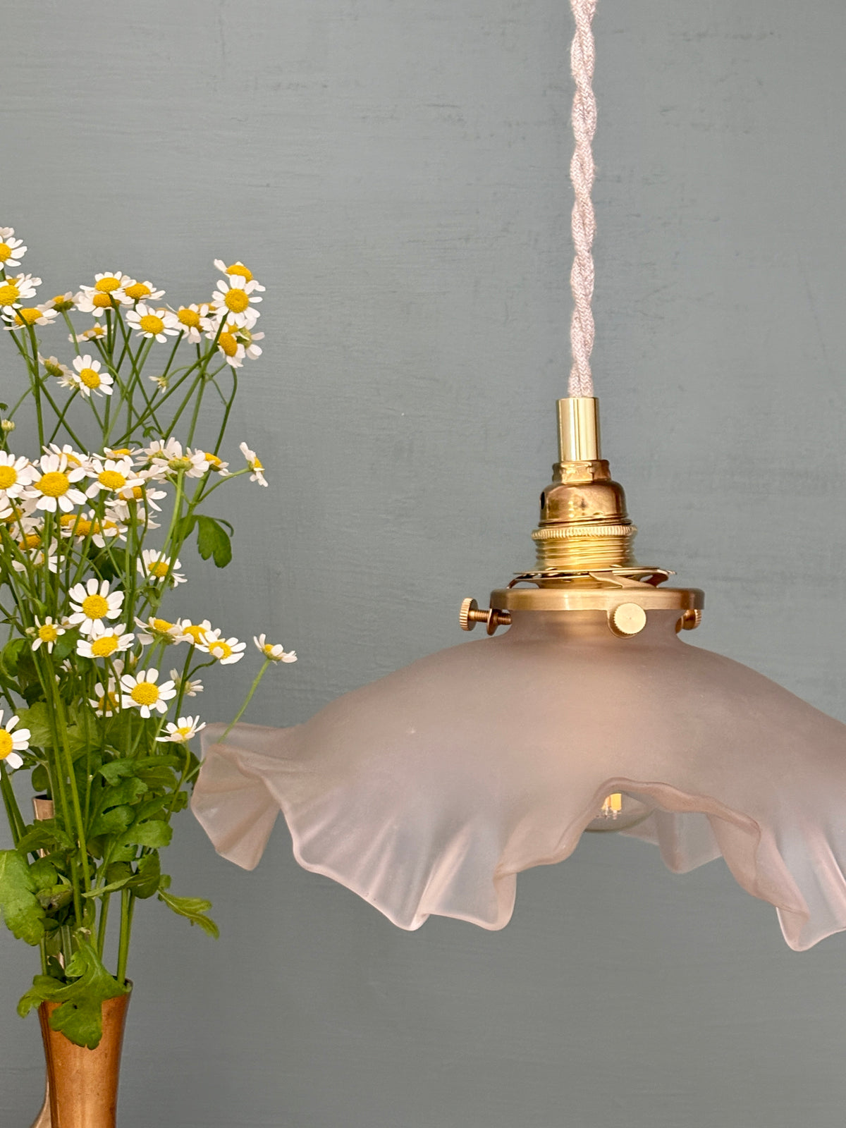 Suspension abat-jour vintage en verre dépoli (DEP01)