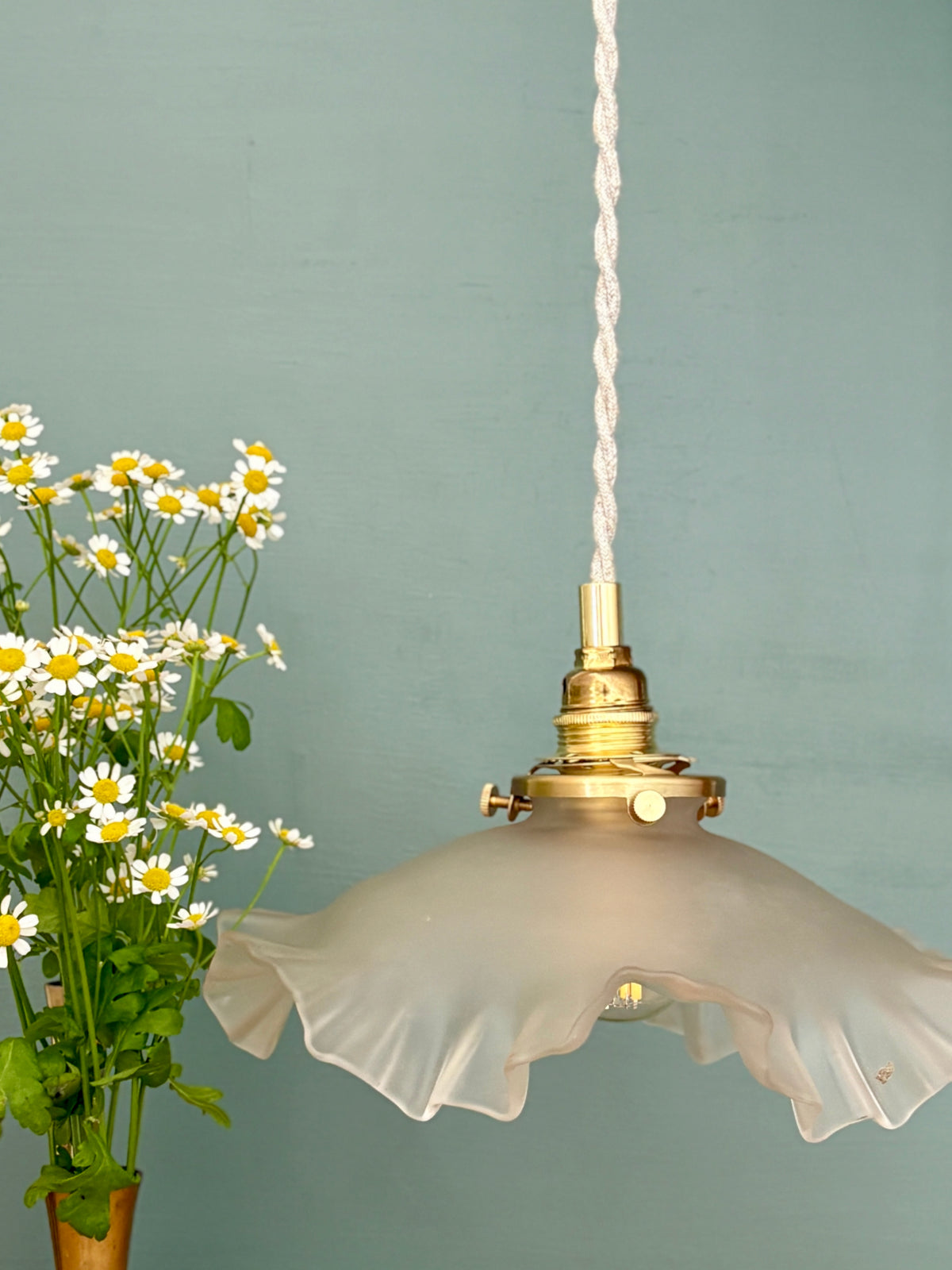 Suspension abat-jour vintage en verre dépoli (DEP01)