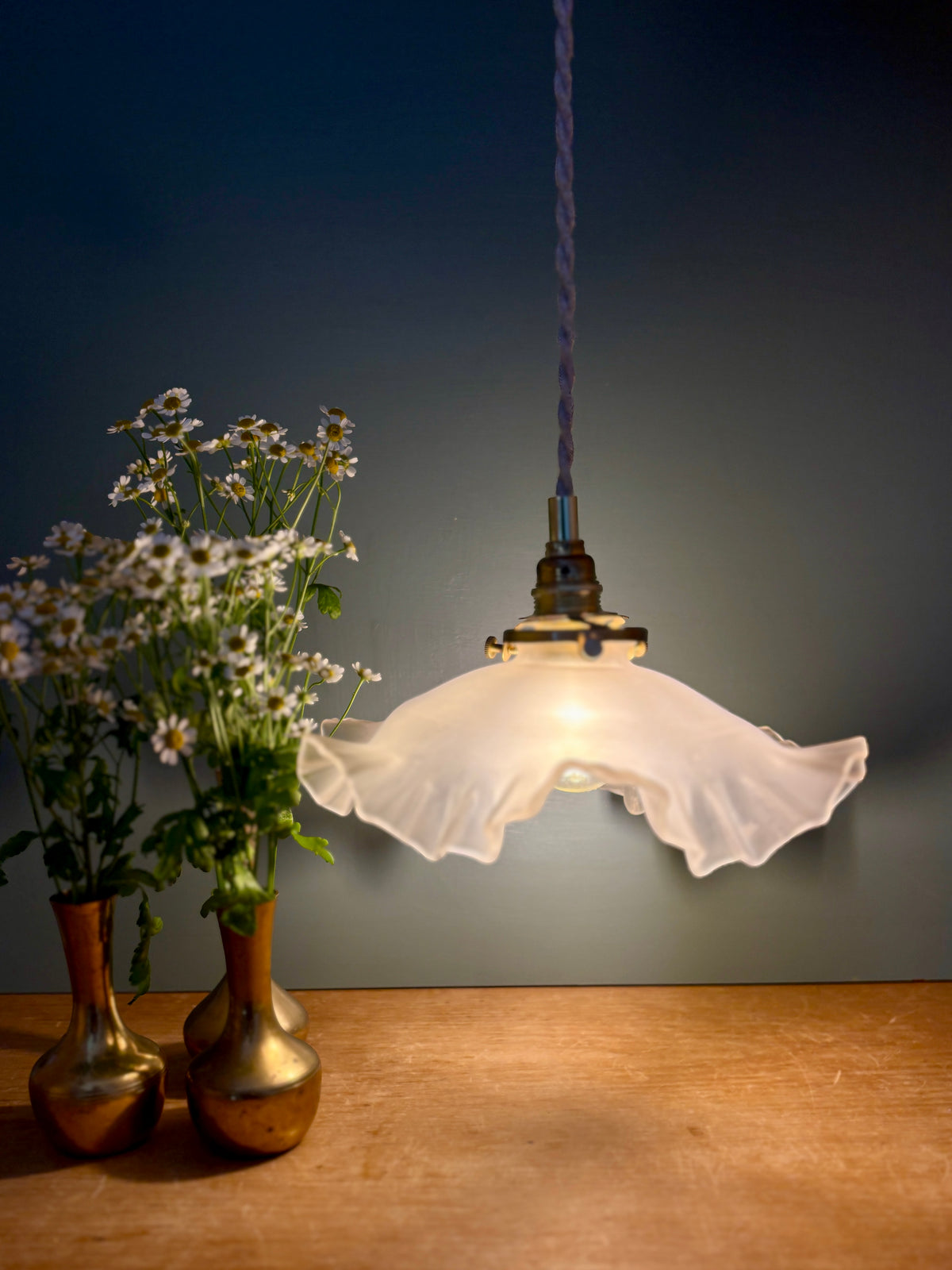 Suspension abat-jour vintage en verre dépoli (DEP01)
