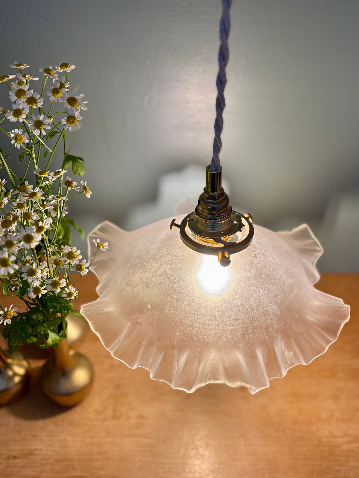 Suspension abat-jour vintage en verre dépoli (DEP01)