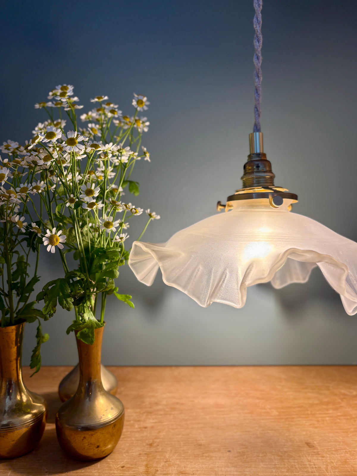 Suspension abat-jour vintage en verre dépoli (DEP01)