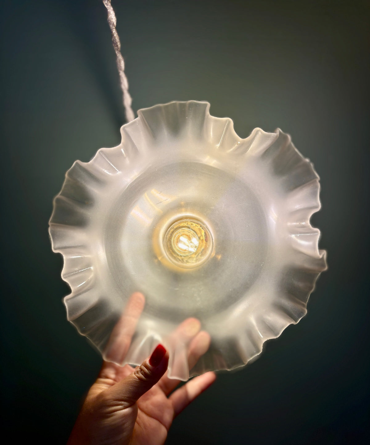 Suspension abat-jour vintage en verre dépoli (DEP01)