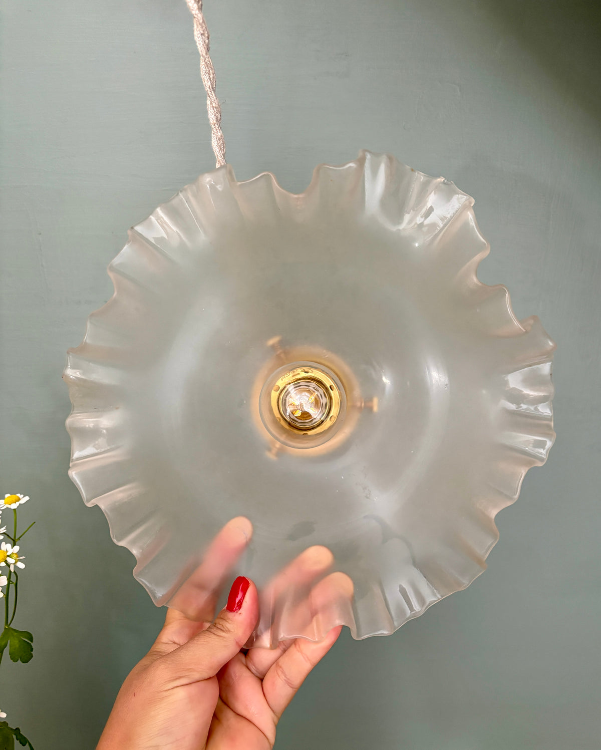Suspension abat-jour vintage en verre dépoli (DEP01)