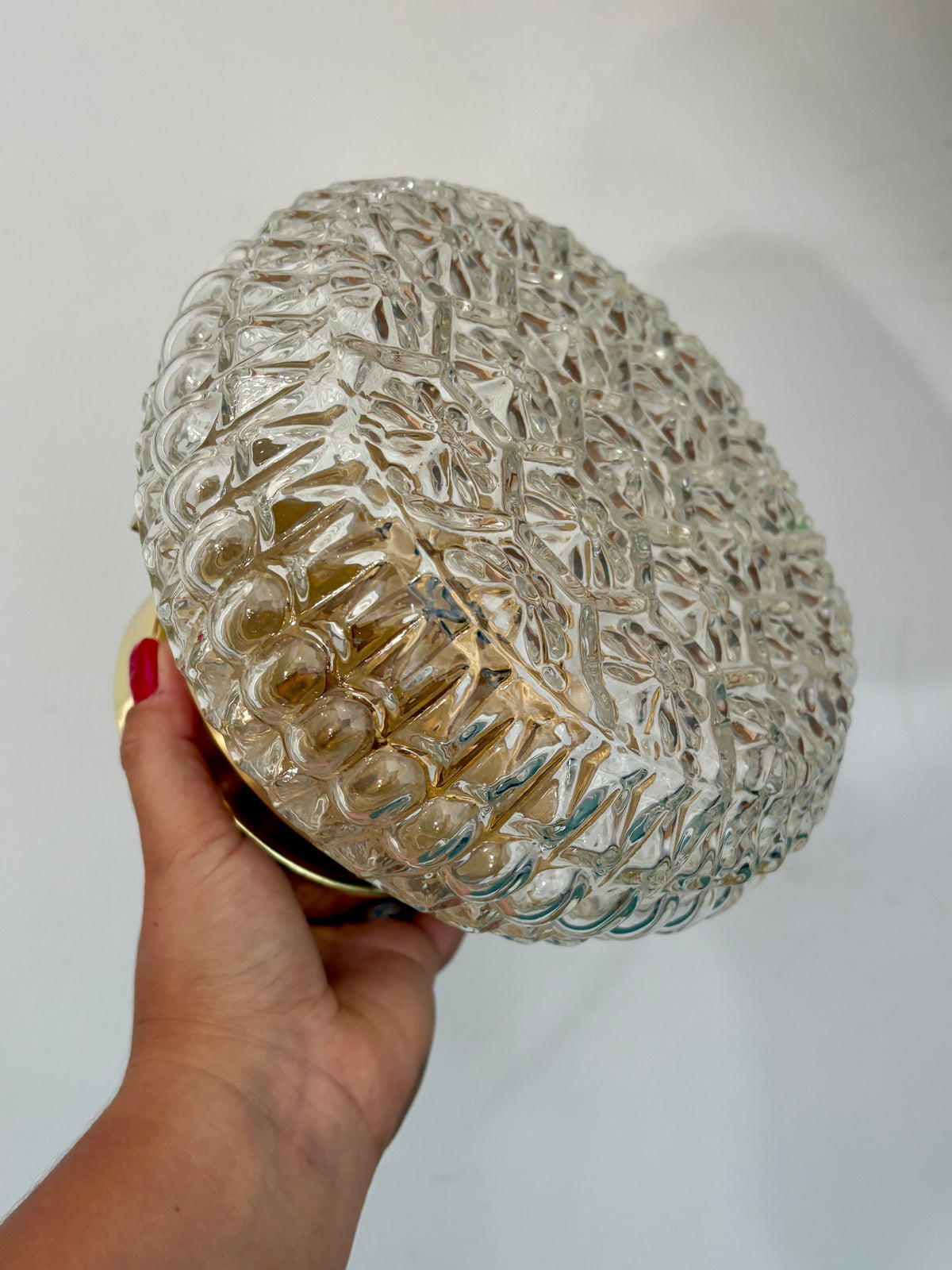 Applique ou plafonnier globe vintage en verre moulé (PLAFF1)