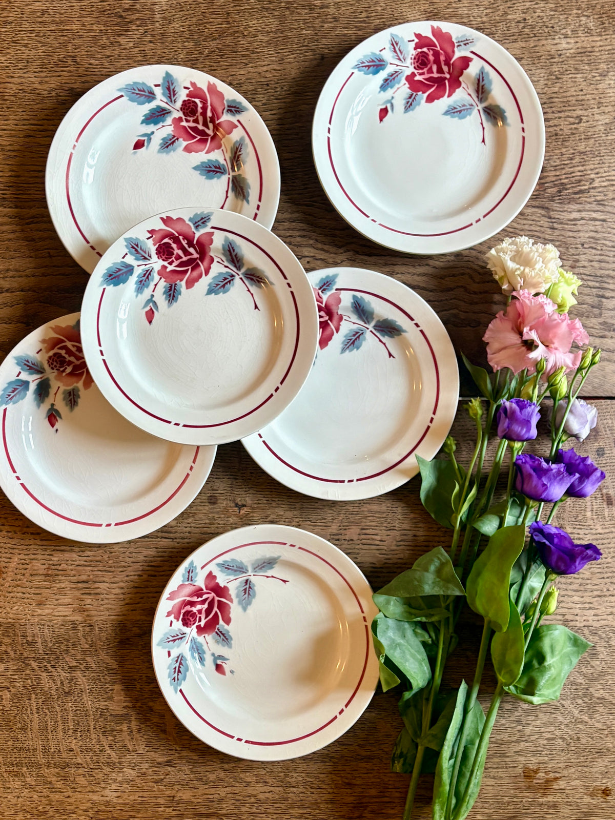Lot de 6 assiettes à dessert vintage Modèle Nice de Moulin des Loups