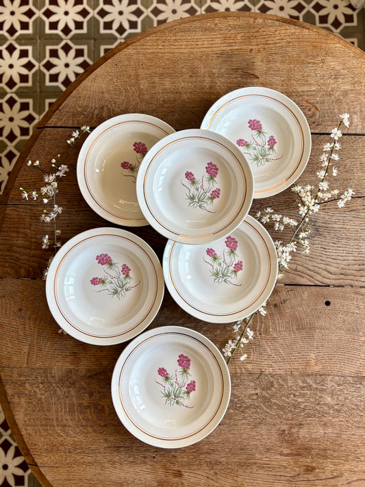 Lot de 6 assiettes creuses vintage - Moulin des Loups