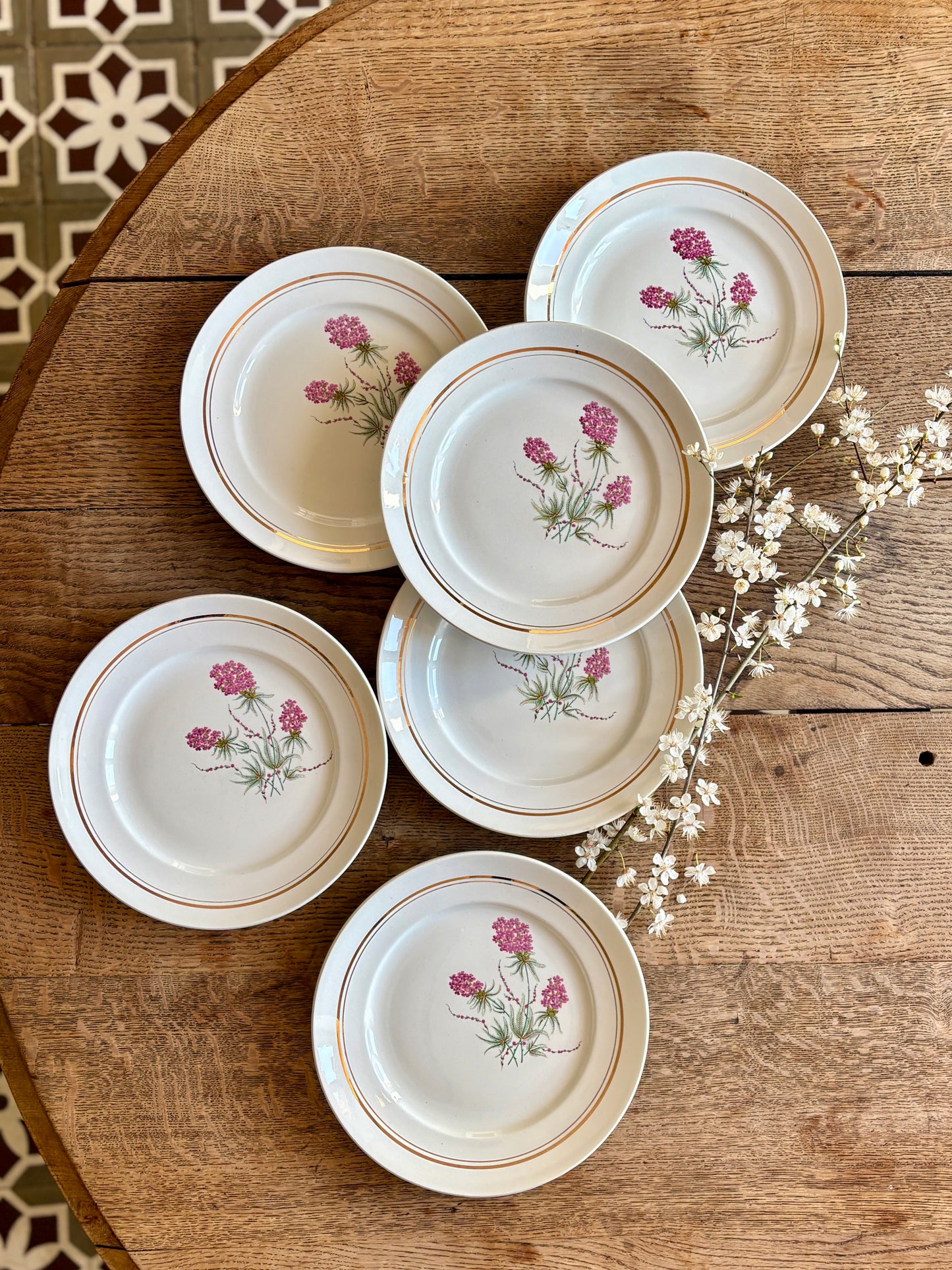 Lot de 6 assiettes plates vintage - Moulin des Loups