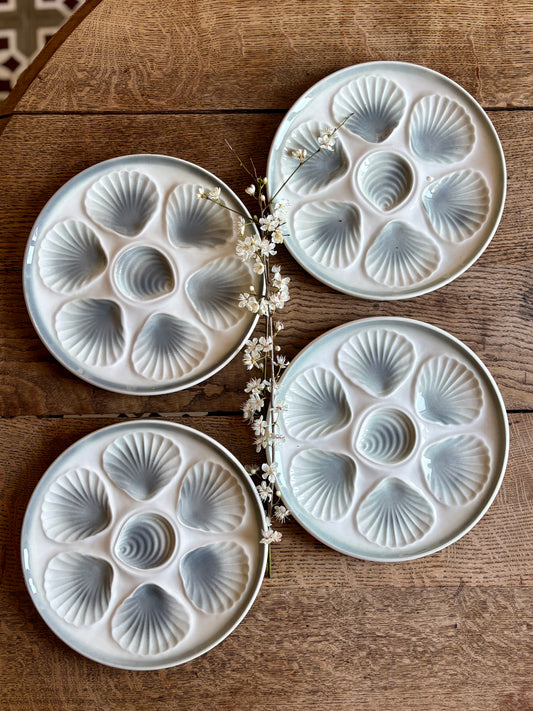 Lot de 4 assiettes à huîtres vintage Moulin des Loups