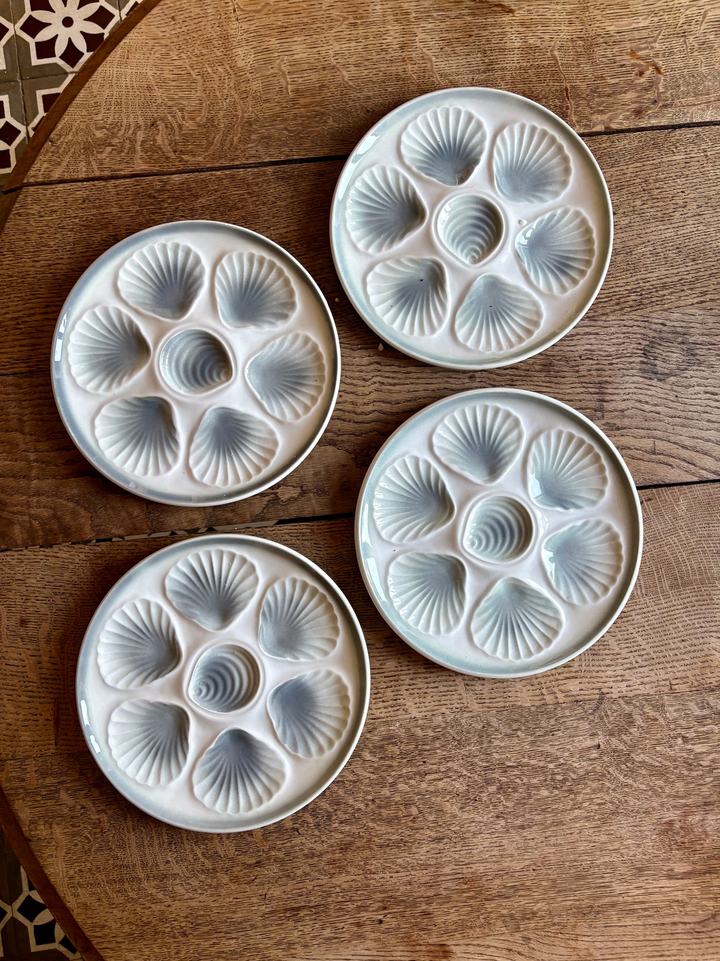 Lot de 4 assiettes à huîtres vintage Moulin des Loups