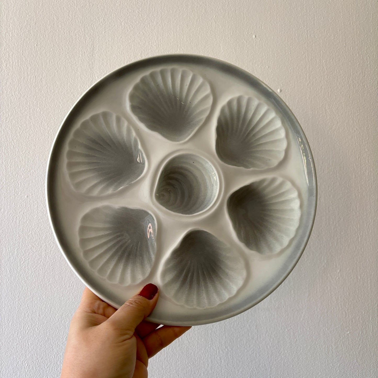 Lot de 4 assiettes à huîtres vintage Moulin des Loups