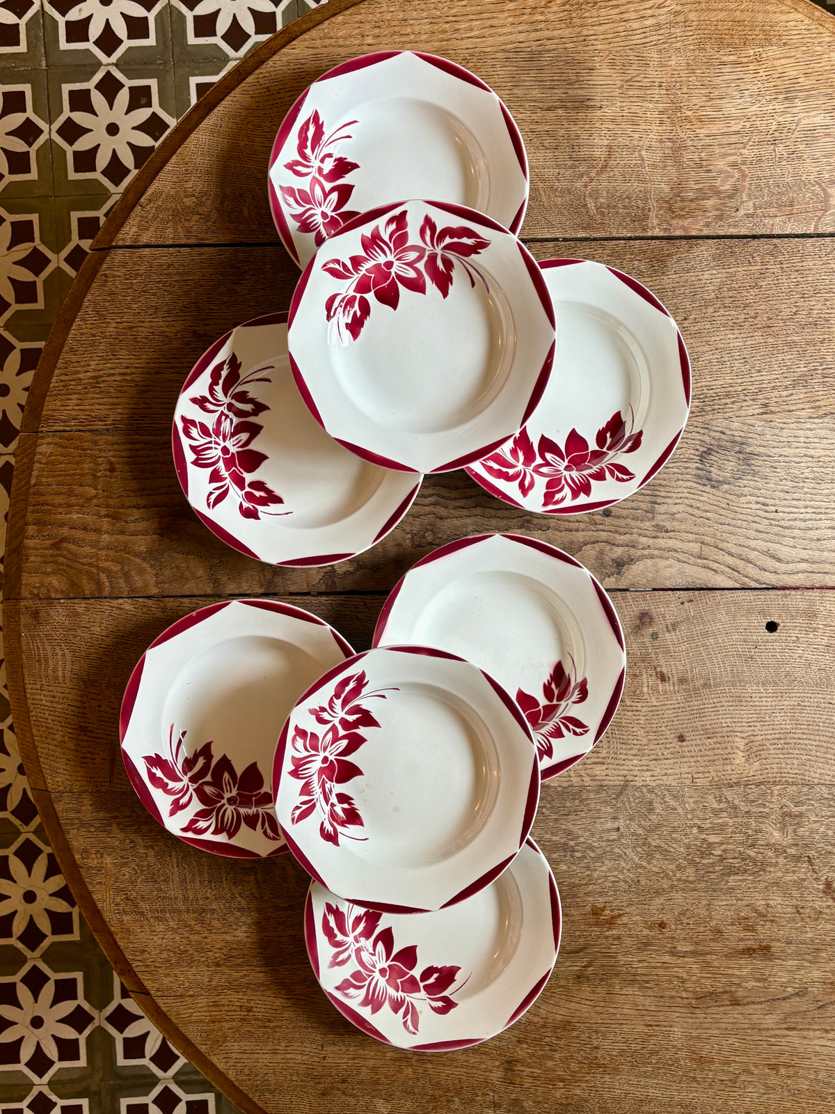 Lot de 8 assiettes creuses vintage, Jacky de Digoin