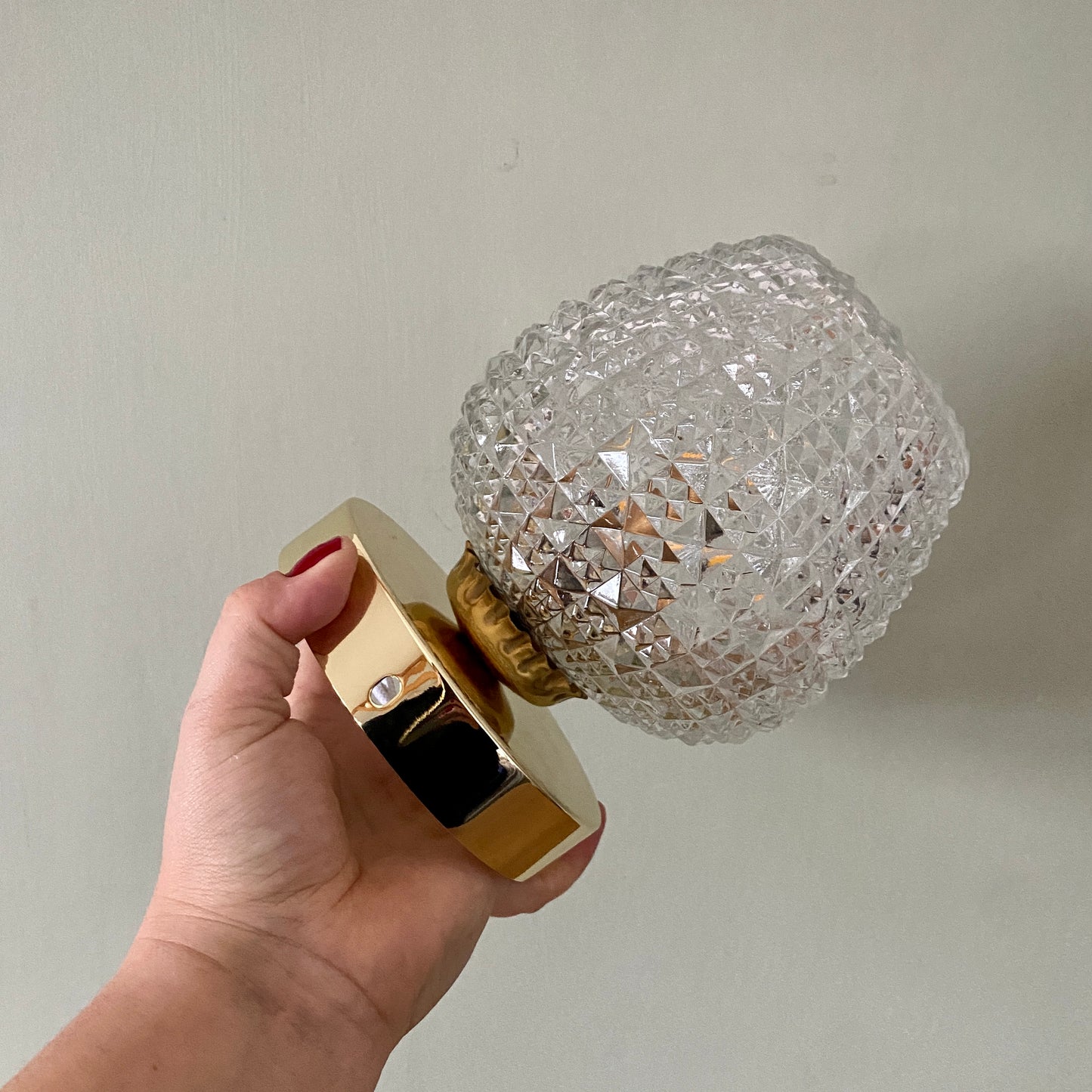 Applique ou plafonnier globe vitnage en verre pointe de diamant