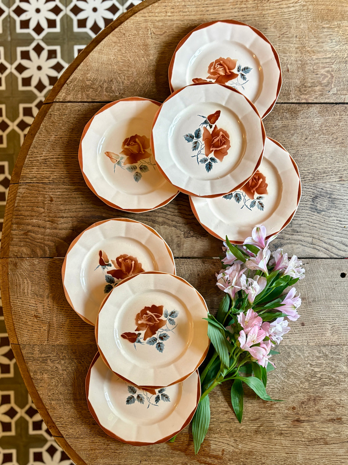 Lot de 7 assiettes plates vintage de Digoin Sarreguemines
