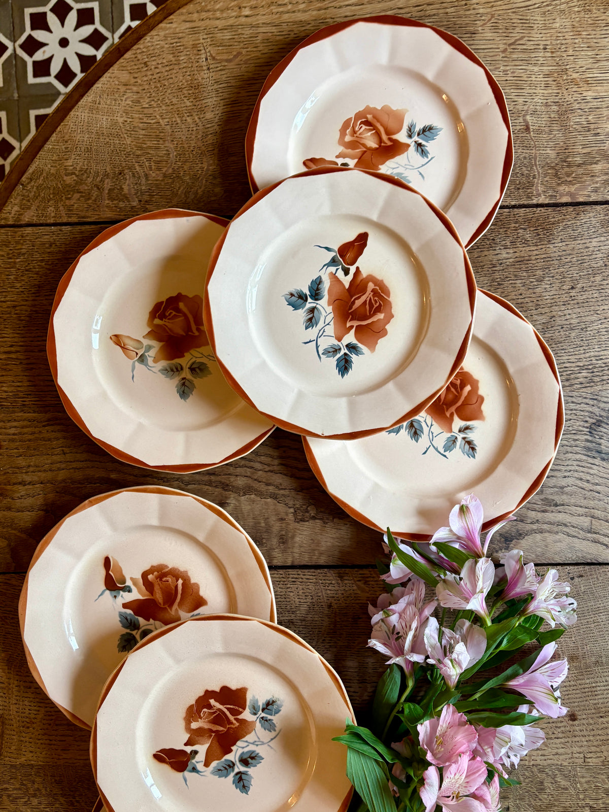 Lot de 7 assiettes plates vintage de Digoin Sarreguemines