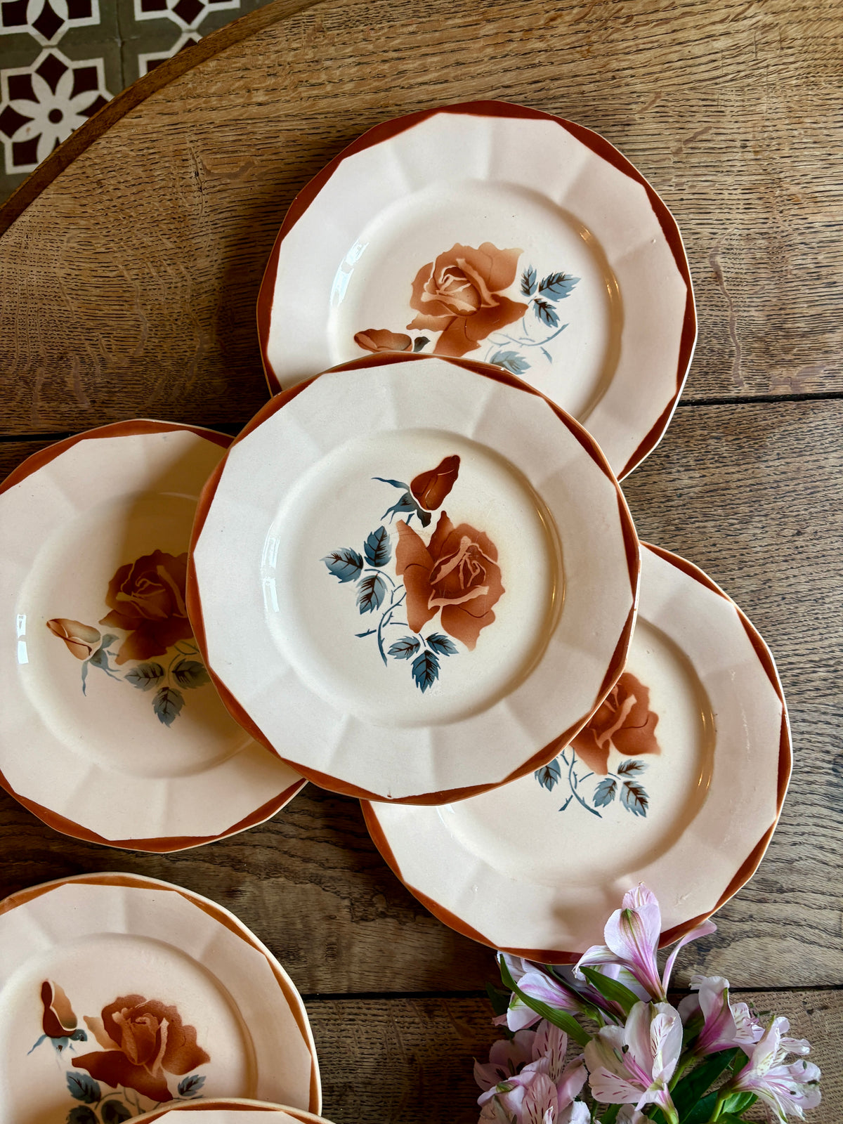 Lot de 7 assiettes plates vintage de Digoin Sarreguemines