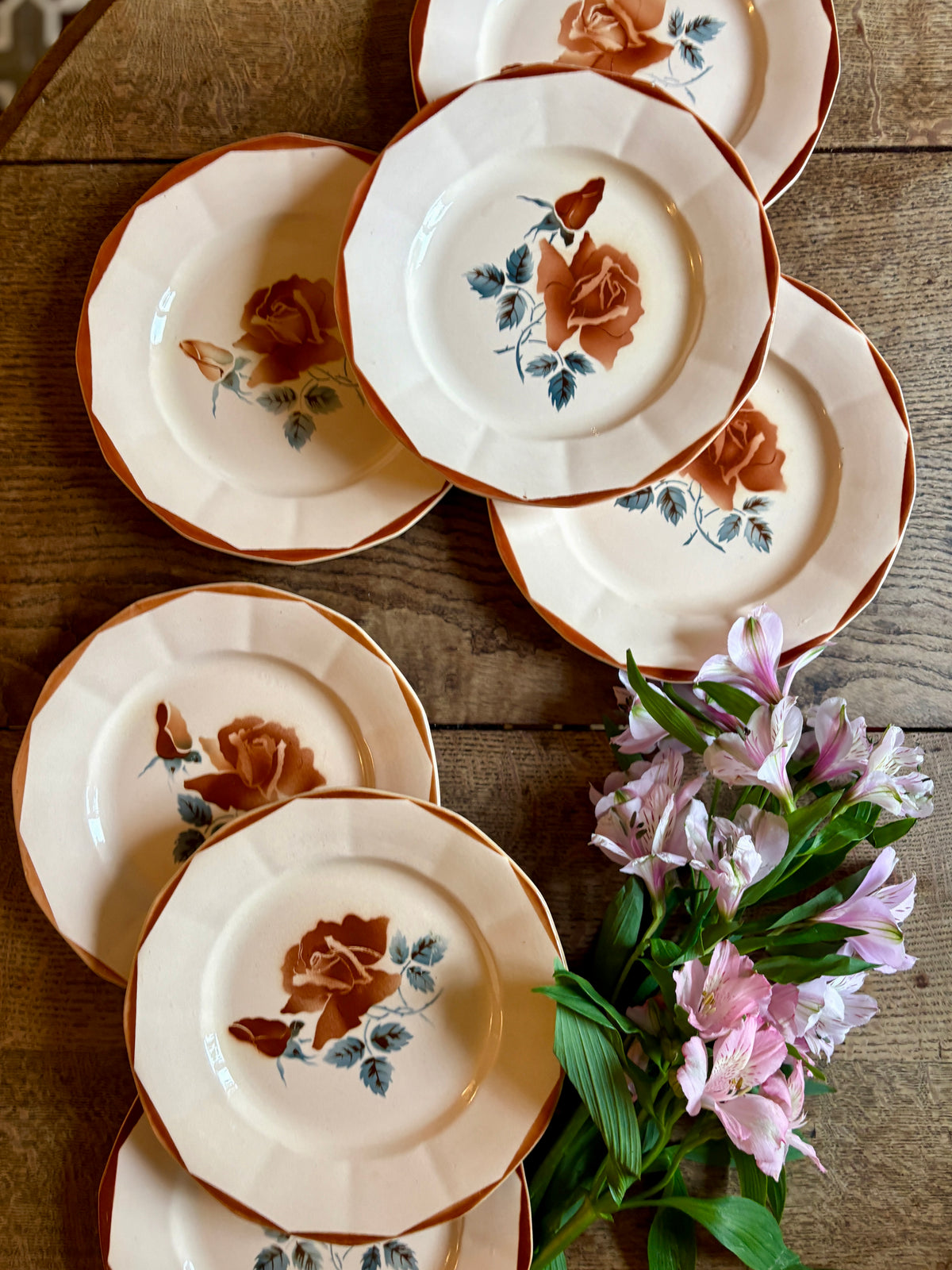 Lot de 7 assiettes plates vintage de Digoin Sarreguemines