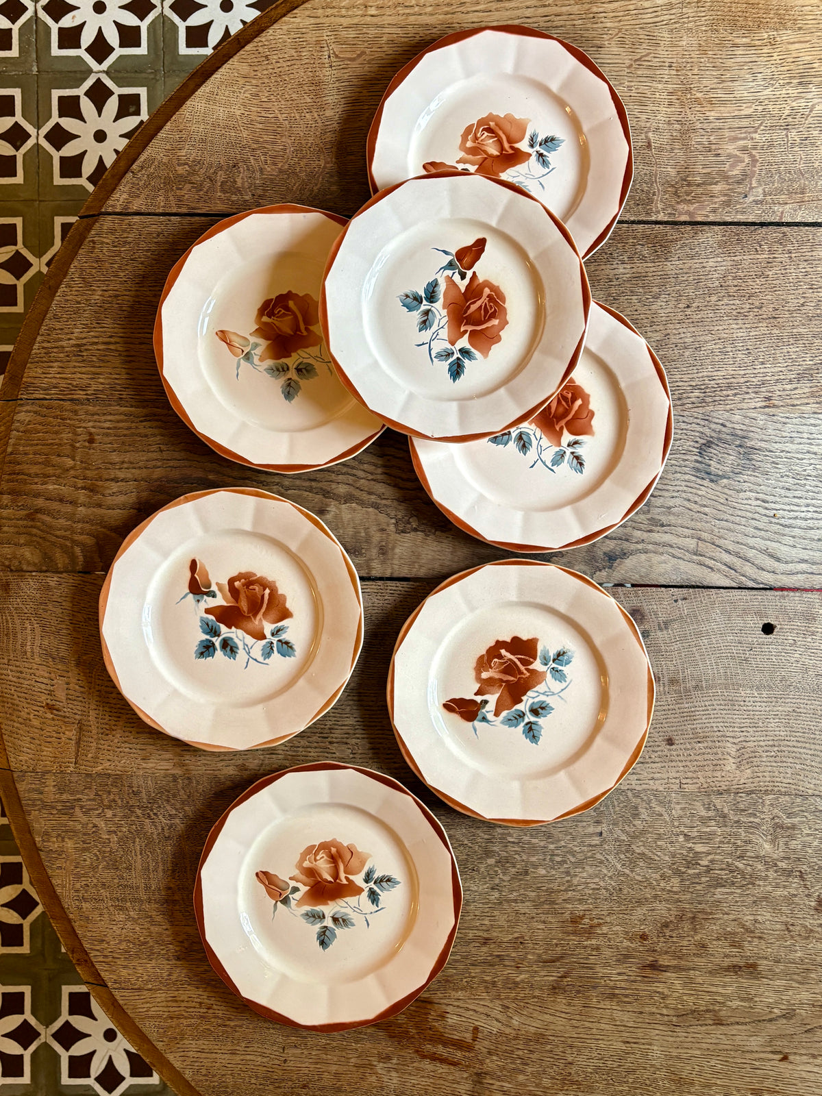 Lot de 7 assiettes plates vintage de Digoin Sarreguemines