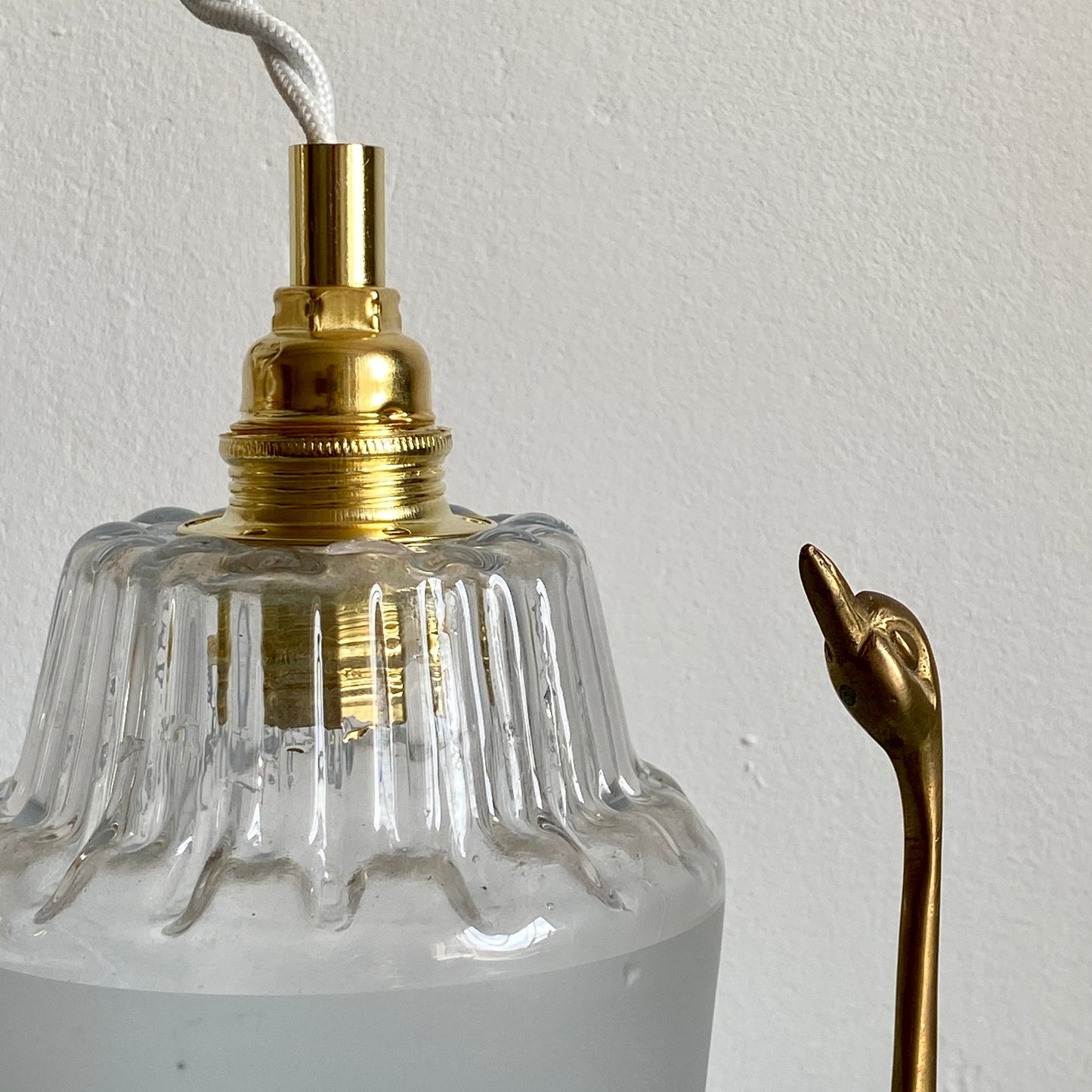 Baladeuse tulipe vintage en verre dépoli et transparent