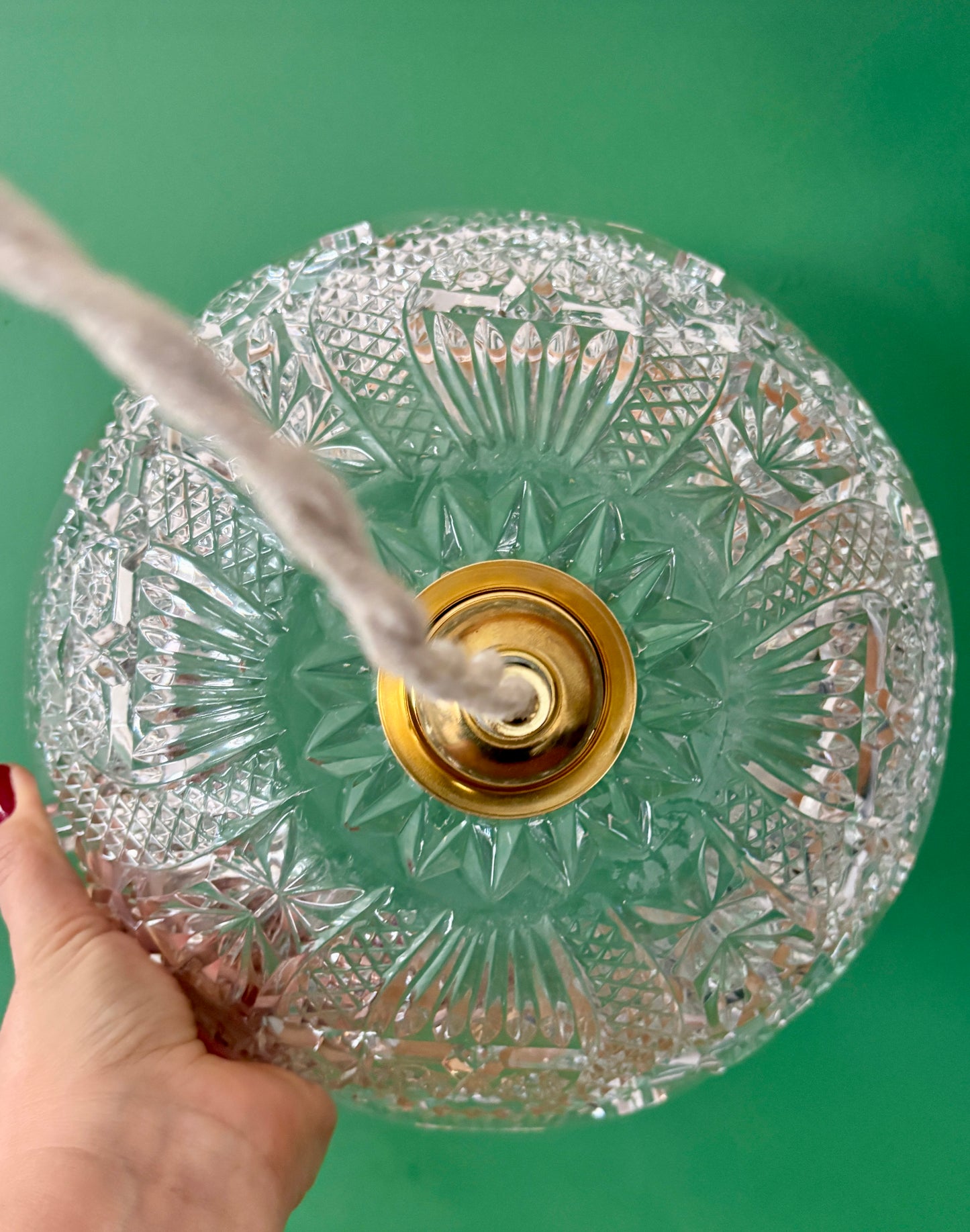 Suspension abat-jour vintage en verre travaillé - collection vaisselle -