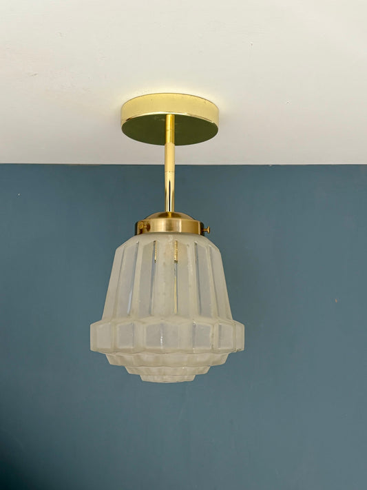 Suspension / Plafonnier globe vintage art déco en verre dépoli